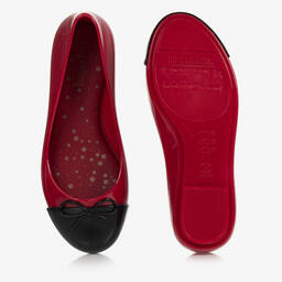 Mini Melissa-Red & Black Jelly Ballerina Shoes  | Childrensalon Outlet