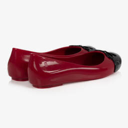 Mini Melissa-Red & Black Jelly Ballerina Shoes  | Childrensalon Outlet