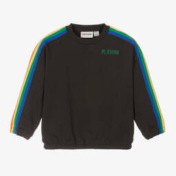 Mini Rodini-Черный хлопковый свитшот с радужными полосками | Childrensalon Outlet