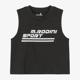 Mini Rodini-Black Graphic Cotton Sleeveless T-Shirt | Childrensalon Outlet