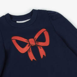 Mini Rodini-Blue Bow Organic Cotton Dress | Childrensalon Outlet