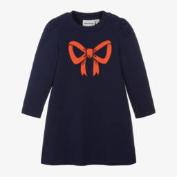 Mini Rodini-Blue Bow Organic Cotton Dress | Childrensalon Outlet