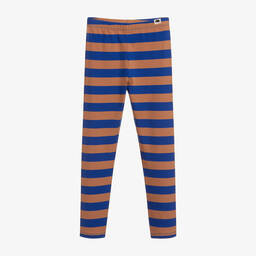 Mini Rodini-Blue & Brown Striped Leggings  | Childrensalon Outlet
