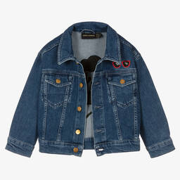 Mini Rodini-Синяя джинсовая куртка с вышитыми мышатами | Childrensalon Outlet