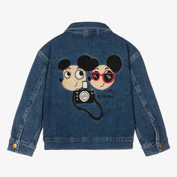 Mini Rodini-Синяя джинсовая куртка с вышитыми мышатами | Childrensalon Outlet