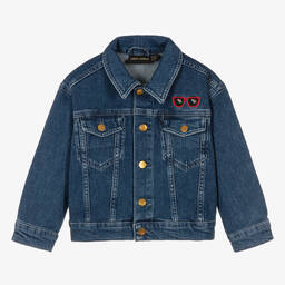 Mini Rodini-Синяя джинсовая куртка с вышитыми мышатами | Childrensalon Outlet