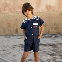 Mini Rodini-بلاي سوت قطن عضوي لون كحلي | Childrensalon Outlet