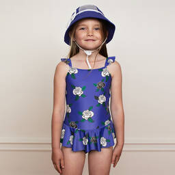 Mini Rodini-Синий купальник с розами (UPF50+) | Childrensalon Outlet