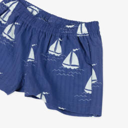 Mini Rodini-Boys Azure Seersucker Sailing Shorts | Childrensalon Outlet