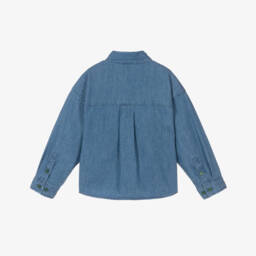 Mini Rodini-Рубашка из синего шамбре с музыкальным принтом для мальчиков | Childrensalon Outlet