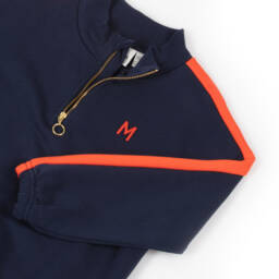 Mini Rodini-Boys Blue Cotton Zip Pullover | Childrensalon Outlet