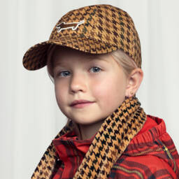 Mini Rodini-Boys Brown Check Cotton Hat | Childrensalon Outlet
