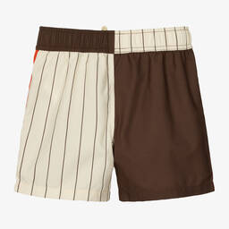 Mini Rodini-Boys Brown & Ivory Swim Shorts | Childrensalon Outlet