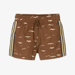Mini Rodini-Boys Brown Seagull Print Swim Shorts | Childrensalon Outlet
