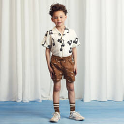 Mini Rodini-Boys Brown Seagull Print Swim Shorts | Childrensalon Outlet