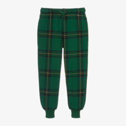 Mini Rodini-Boys Green Check Cotton Joggers | Childrensalon Outlet