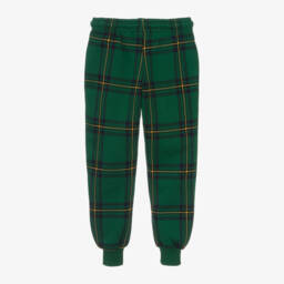 Mini Rodini-Boys Green Check Cotton Joggers | Childrensalon Outlet