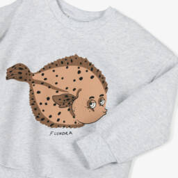 Mini Rodini-Серый пуловер с рыбным узором для мальчиков | Childrensalon Outlet