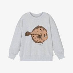 Mini Rodini-Серый пуловер с рыбным узором для мальчиков | Childrensalon Outlet