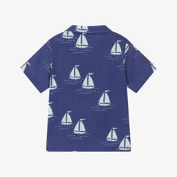Mini Rodini-Рубашка из синего морского сеерсакера для мальчиков | Childrensalon Outlet