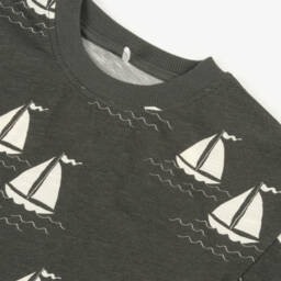 Mini Rodini-Boys Nautical Grey Organic Tee | Childrensalon Outlet
