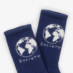 ميني روديني-جوارب مزيج قطن عضوي لون أزرق داكن | Childrensalon Outlet