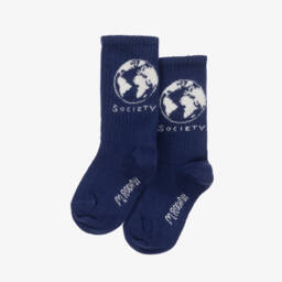 ميني روديني-جوارب مزيج قطن عضوي لون أزرق داكن | Childrensalon Outlet