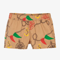 Mini Rodini-Boys Organic Cotton Beige Nautical Shorts | Childrensalon Outlet
