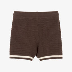 Mini Rodini-Boys Organic Knit Brown Shorts | Childrensalon Outlet
