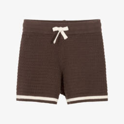 Mini Rodini-Boys Organic Knit Brown Shorts | Childrensalon Outlet