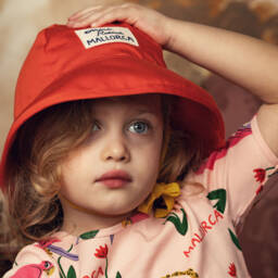 Mini Rodini-Boys Red Organic Island Sun Hat | Childrensalon Outlet