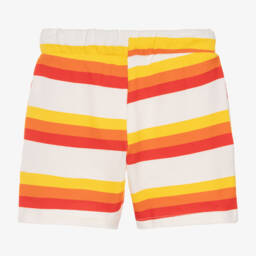 ميني روديني-شورت قطن عضوي مقلم لون أبيض | Childrensalon Outlet