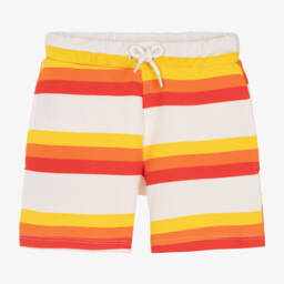 ميني روديني-شورت قطن عضوي مقلم لون أبيض | Childrensalon Outlet