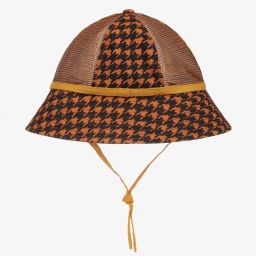 Mini Rodini-Brown Cotton & Mesh Sun Hat | Childrensalon Outlet