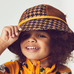 Mini Rodini-Brown Cotton & Mesh Sun Hat | Childrensalon Outlet
