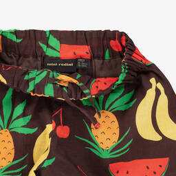 Mini Rodini-Brown Organic Cotton Fruit Print Shorts | Childrensalon Outlet