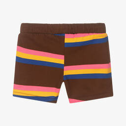 Mini Rodini-Brown Organic Cotton Stripe Shorts | Childrensalon Outlet