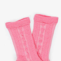 ميني روديني-جوارب قطن لون عاجي وزهري (عدد 2) | Childrensalon Outlet