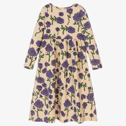 Mini Rodini-Бежевое хлопковое платье с розами для девочек | Childrensalon Outlet