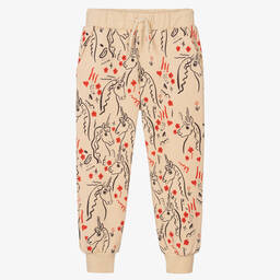 Mini Rodini-Бежевые хлопковые джоггеры с единорогами | Childrensalon Outlet