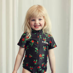 Mini Rodini-Girls Black Berry Print Swimsuit (UPF 40+) | Childrensalon Outlet