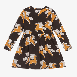 Mini Rodini-Черное платье с лошадьми для девочек | Childrensalon Outlet