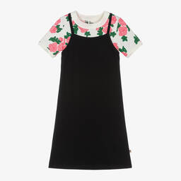 Mini Rodini-Girls Black & White Floral Dress Set | Childrensalon Outlet