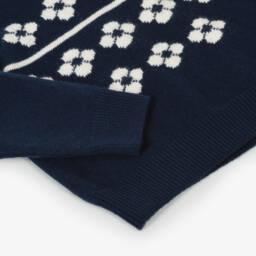 Mini Rodini-Girls Blue Floral Knit Jumper | Childrensalon Outlet