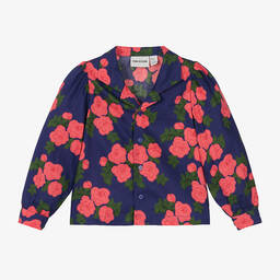 Mini Rodini-Girls Blue Floral Organic Cotton Blouse | Childrensalon Outlet