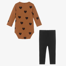 ميني روديني-تبان مع ليقنز فيسكوز جيرسي لون بني وأسود للمولودات | Childrensalon Outlet