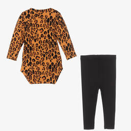 ميني روديني-تبان مع ليقنز فيسكوز جيرسي لون بني وأسود للمولودات | Childrensalon Outlet