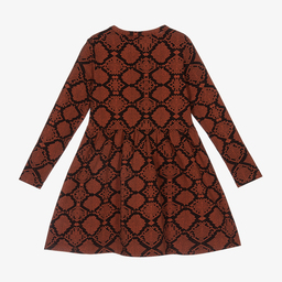 Mini Rodini-Коричневое хлопковое платье со змеиным принтом для девочек | Childrensalon Outlet