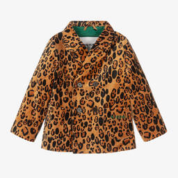 Mini Rodini-Girls Brown Velvet Leopard Print Blazer | Childrensalon Outlet