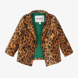 Mini Rodini-Girls Brown Velvet Leopard Print Blazer | Childrensalon Outlet